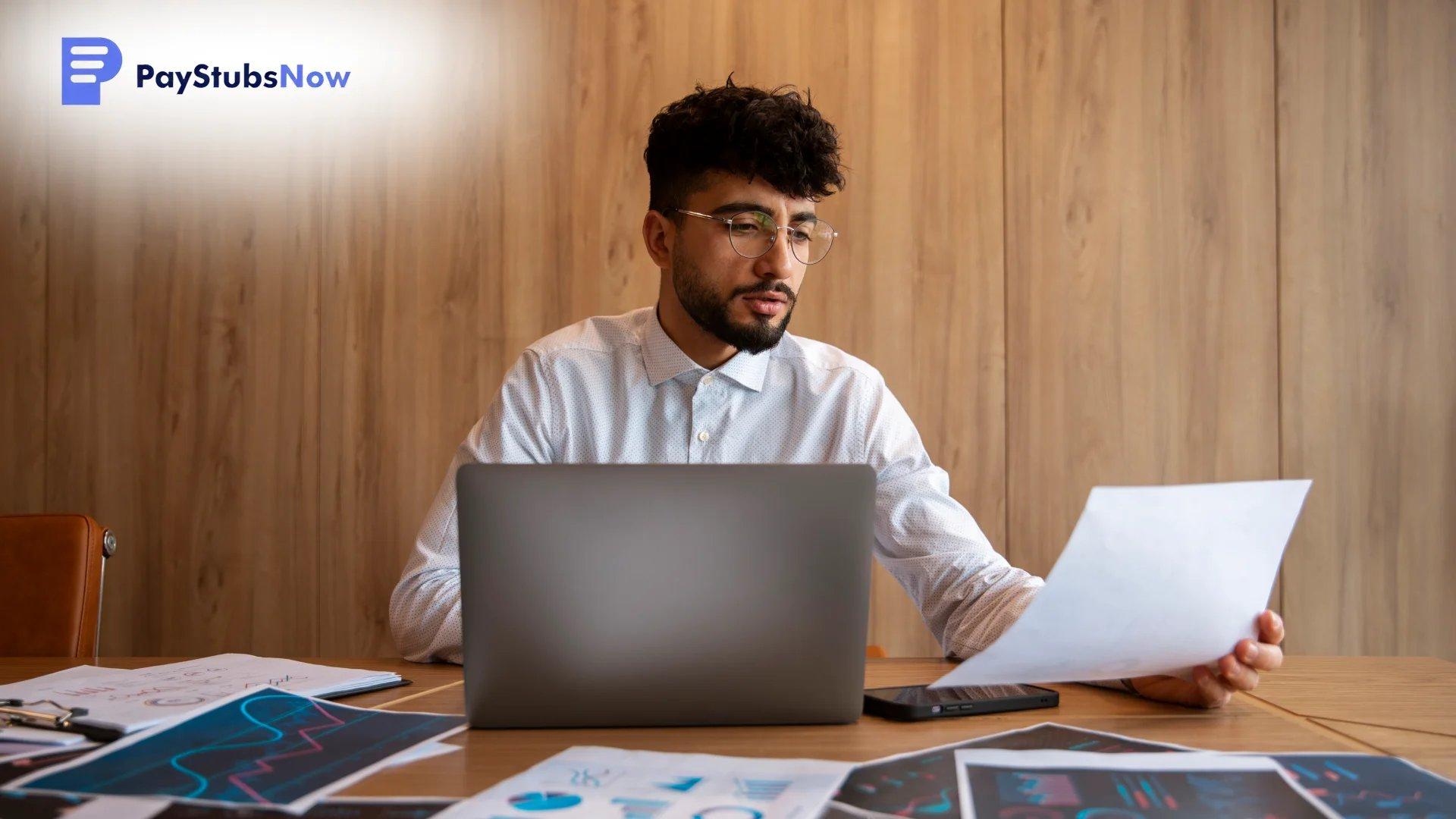 A man reviewing documents at his desk while considering the pros of filing by mail vs. filing electronically.
